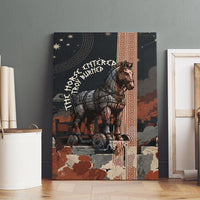 Trojan War Horse Entered Burned Canvas Wall Art Greek Wooden Trojan Horse Spartan Warrior