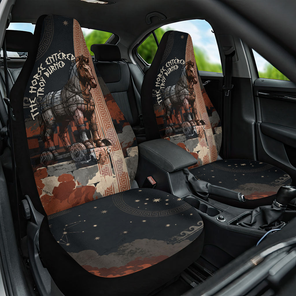 Trojan War Horse Entered Burned Car Seat Cover Greek Wooden Trojan Horse Spartan Warrior