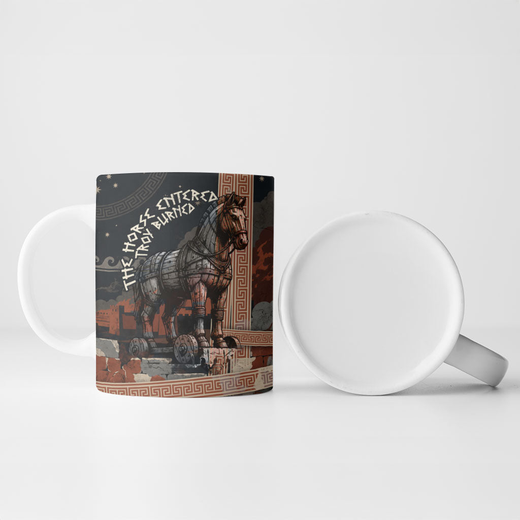 Trojan War Horse Entered Burned Ceramic Mug Greek Wooden Trojan Horse Spartan Warrior