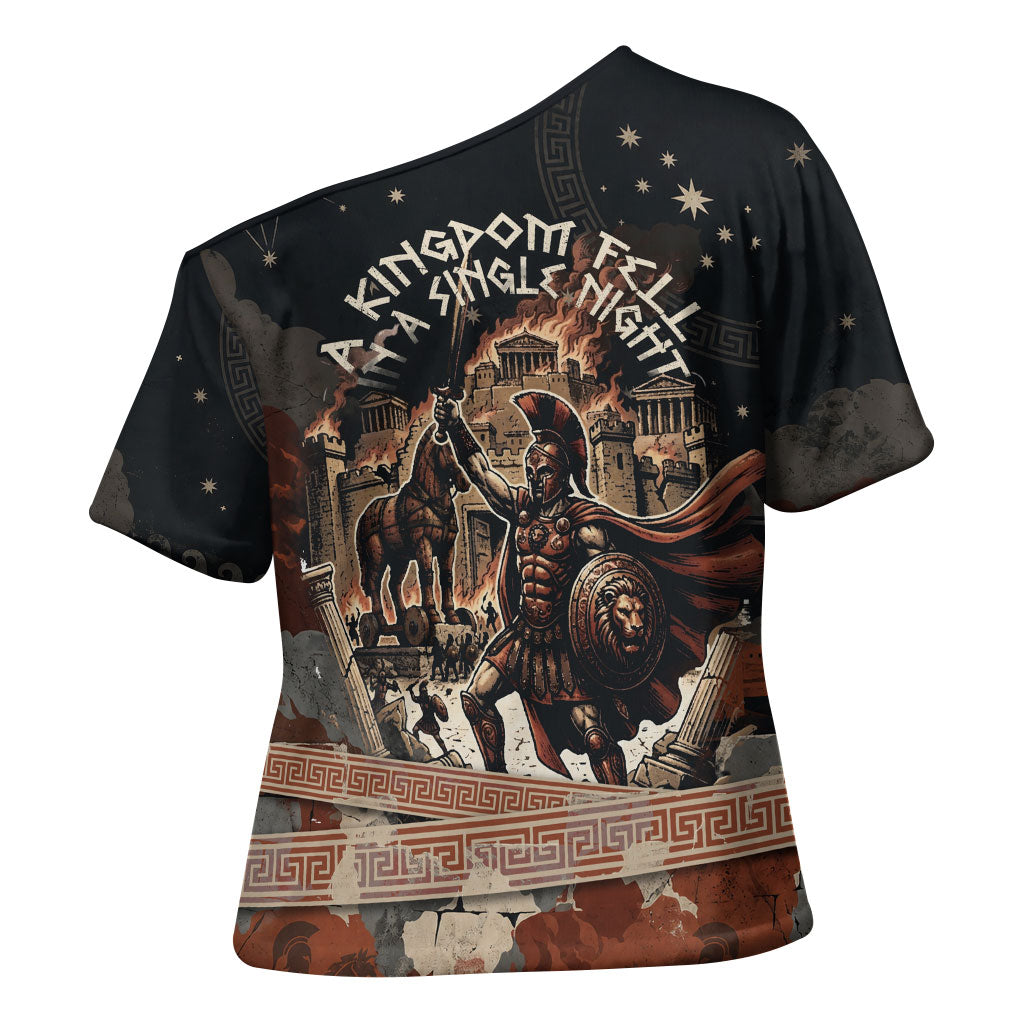 Trojan War Horse Entered Burned Cross Shoulder Shirt Greek Wooden Trojan Horse Spartan Warrior
