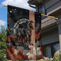 Trojan War Horse Entered Burned Garden Flag Greek Wooden Trojan Horse Spartan Warrior