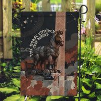 Trojan War Horse Entered Burned Garden Flag Greek Wooden Trojan Horse Spartan Warrior