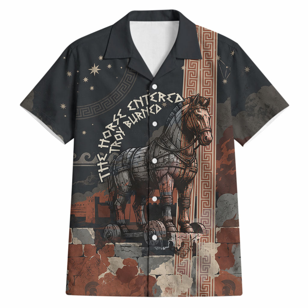 Trojan War Horse Entered Burned Hawaiian Shirt Greek Wooden Trojan Horse Spartan Warrior