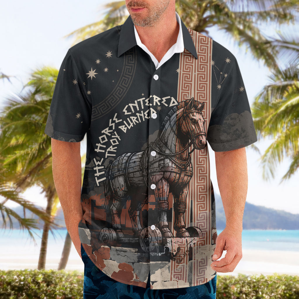 Trojan War Horse Entered Burned Hawaiian Shirt Greek Wooden Trojan Horse Spartan Warrior