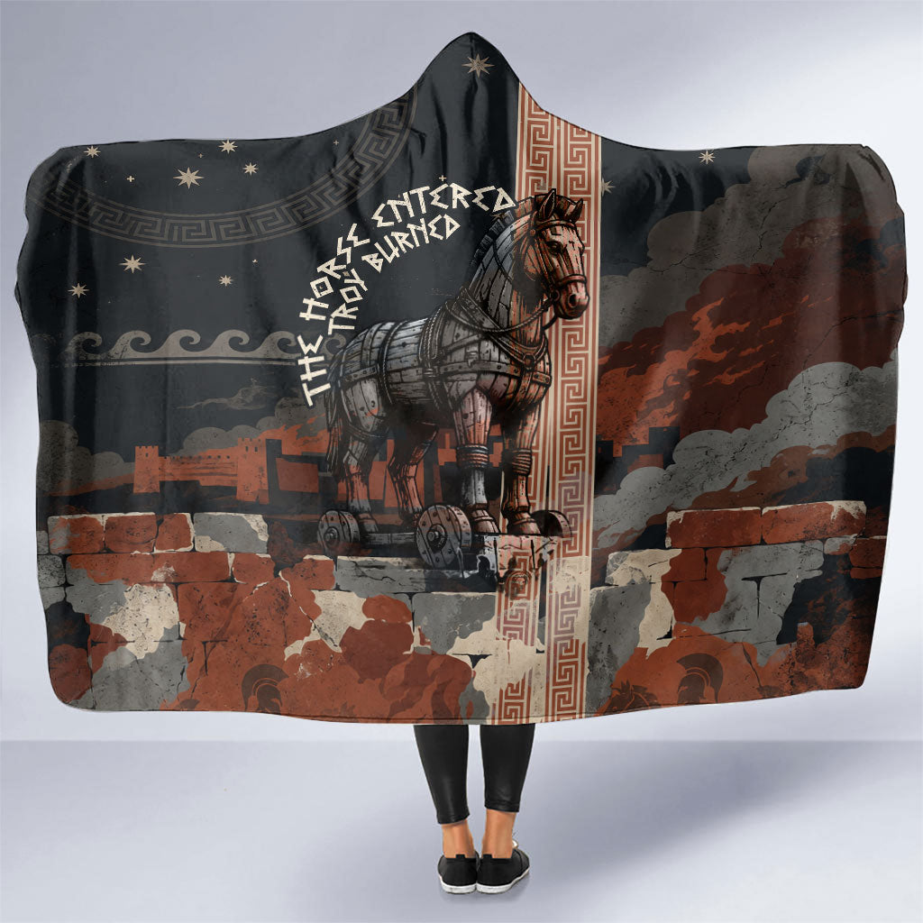 Trojan War Horse Entered Burned Hooded Blanket Greek Wooden Trojan Horse Spartan Warrior