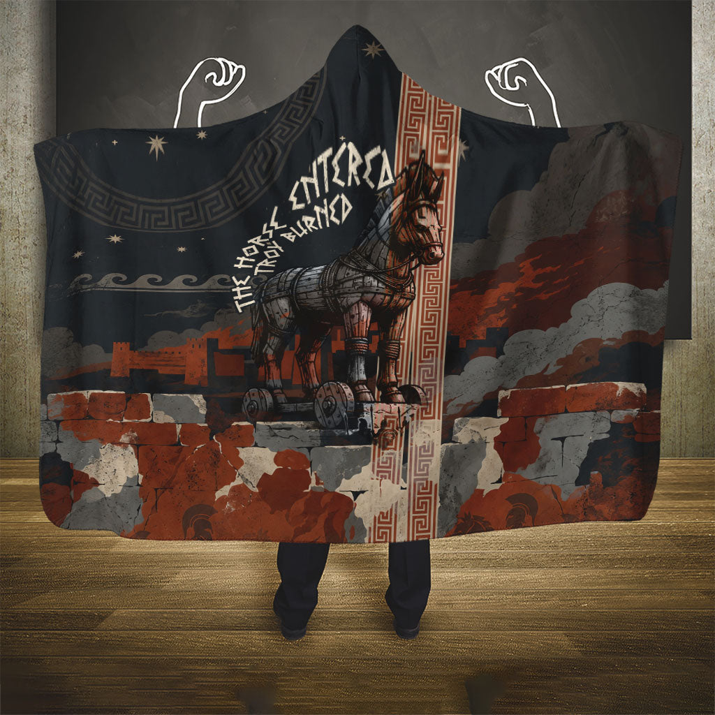 Trojan War Horse Entered Burned Hooded Blanket Greek Wooden Trojan Horse Spartan Warrior