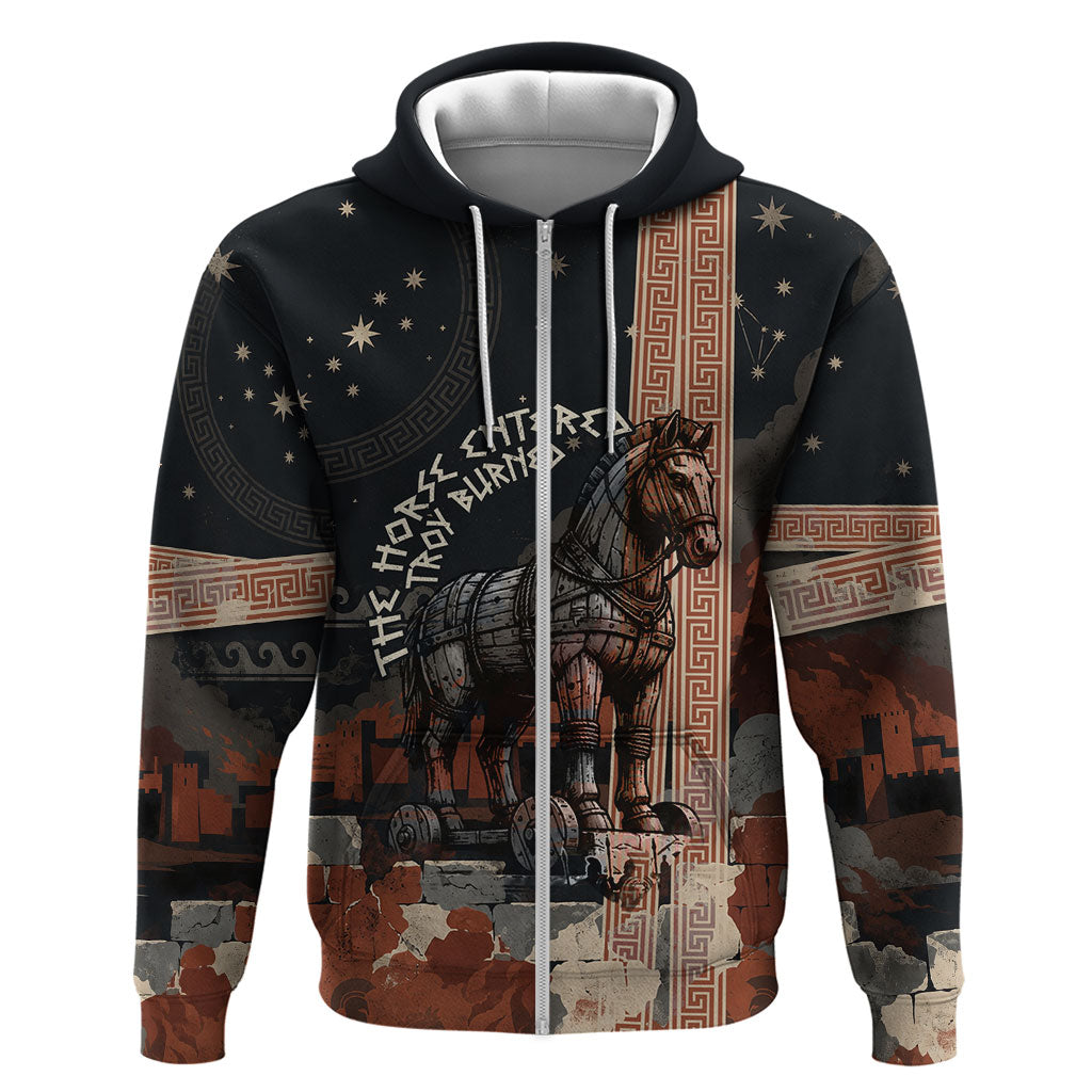 Trojan War Horse Entered Burned Hoodie Greek Wooden Trojan Horse Spartan Warrior