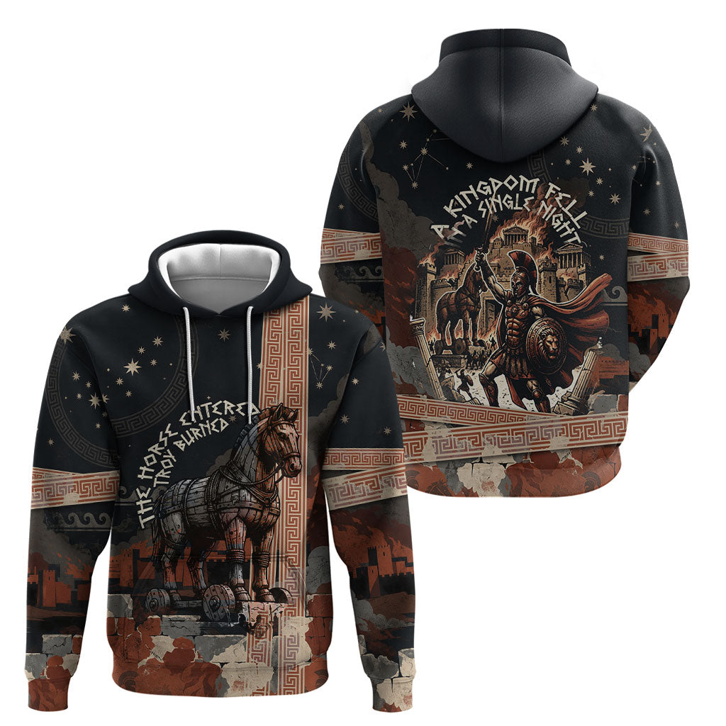 Trojan War Horse Entered Burned Hoodie Greek Wooden Trojan Horse Spartan Warrior