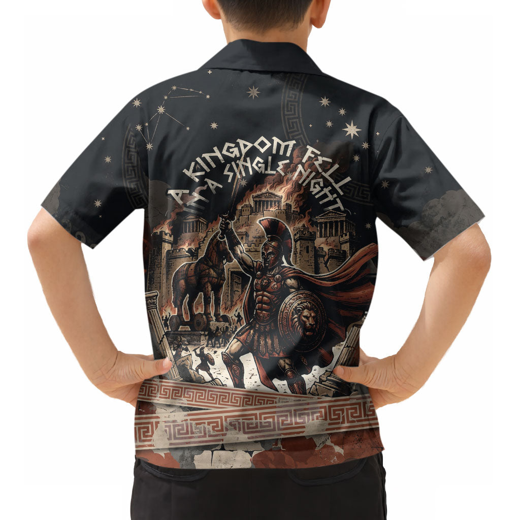 Trojan War Horse Entered Burned Kid Hawaiian Shirt Greek Wooden Trojan Horse Spartan Warrior
