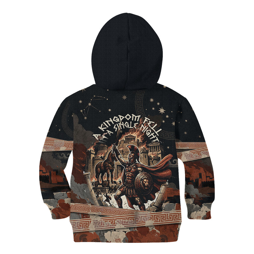 Trojan War Horse Entered Burned Kid Hoodie Greek Wooden Trojan Horse Spartan Warrior