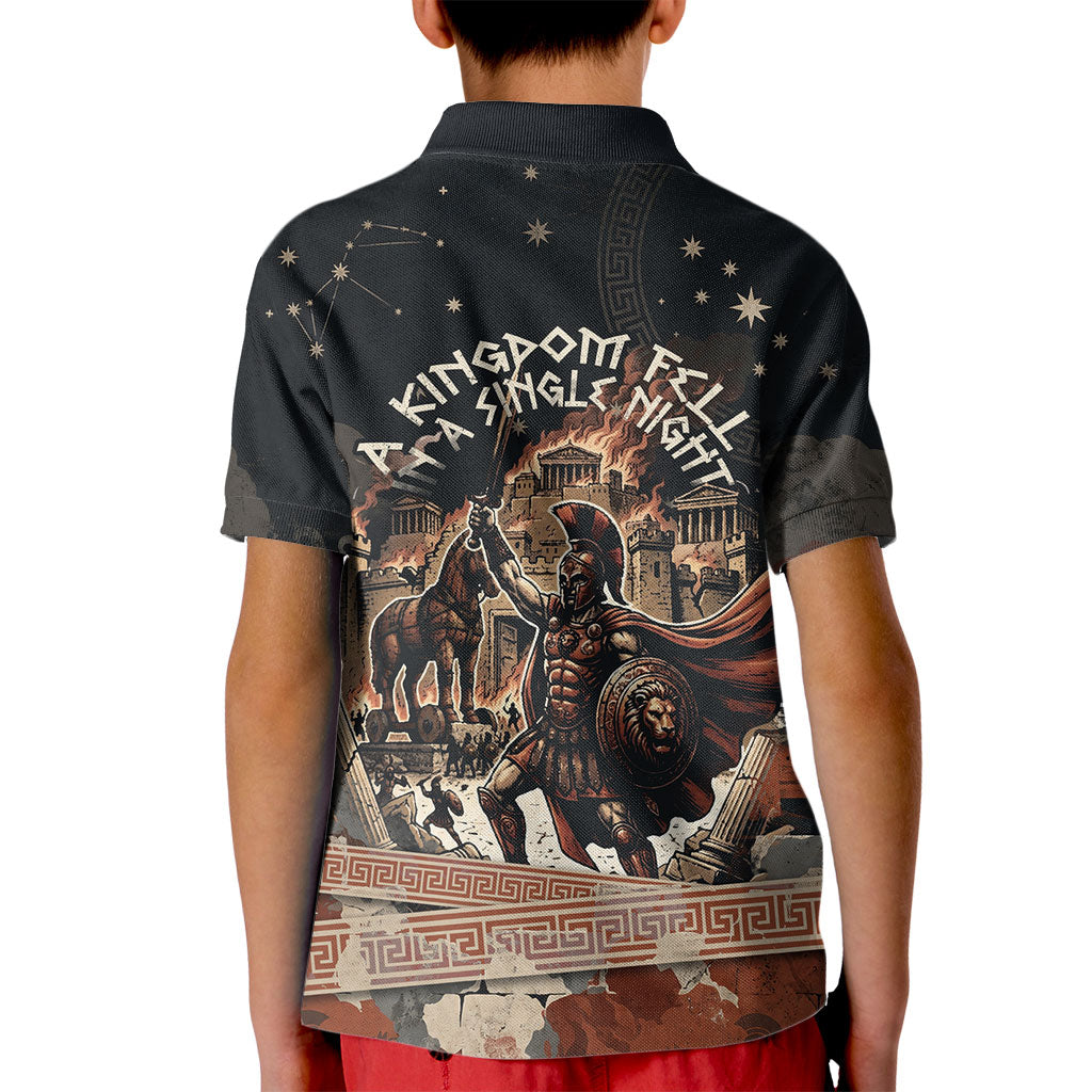 Trojan War Horse Entered Burned Kid Polo Shirt Greek Wooden Trojan Horse Spartan Warrior