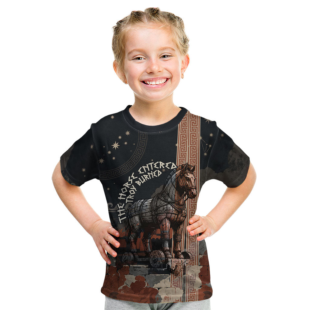 Trojan War Horse Entered Burned Kid T Shirt Greek Wooden Trojan Horse Spartan Warrior