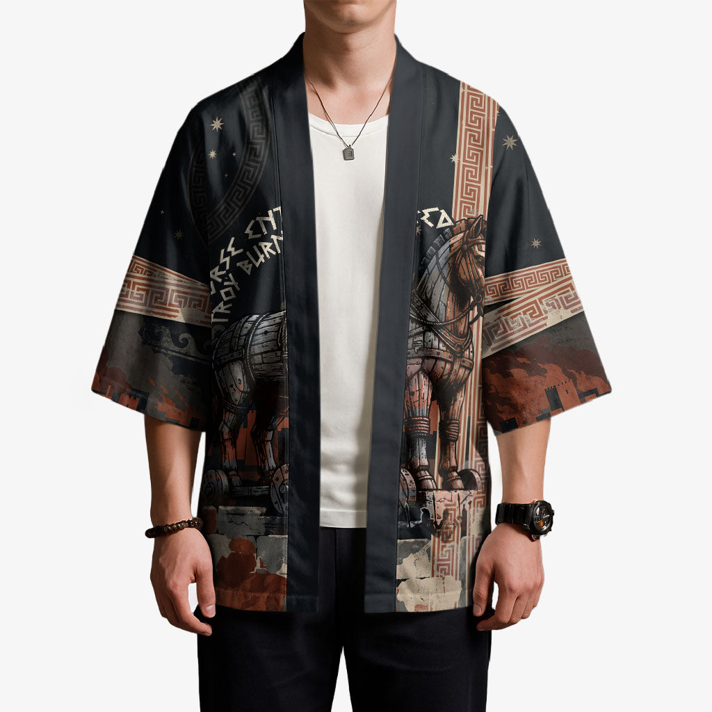 Trojan War Horse Entered Burned Kimono Greek Wooden Trojan Horse Spartan Warrior