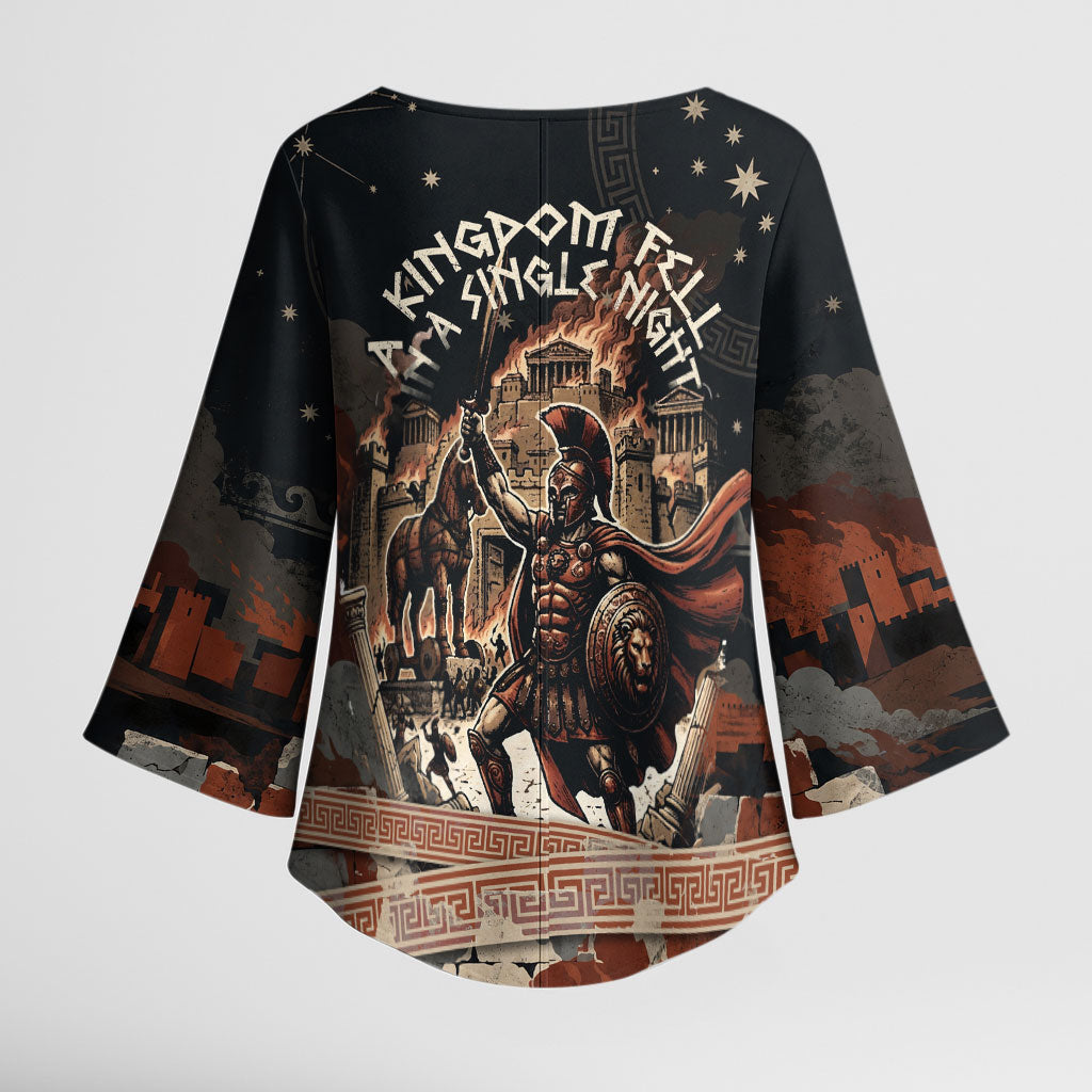 Trojan War Horse Entered Burned Kimono Sleeve Blouse Greek Wooden Trojan Horse Spartan Warrior