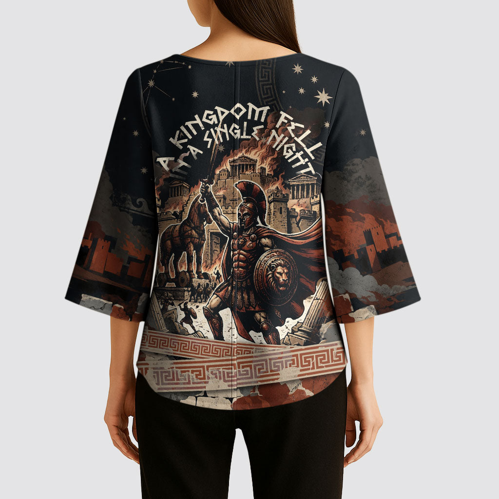Trojan War Horse Entered Burned Kimono Sleeve Blouse Greek Wooden Trojan Horse Spartan Warrior