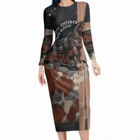 Trojan War Horse Entered Burned Long Sleeve Bodycon Dress Greek Wooden Trojan Horse Spartan Warrior