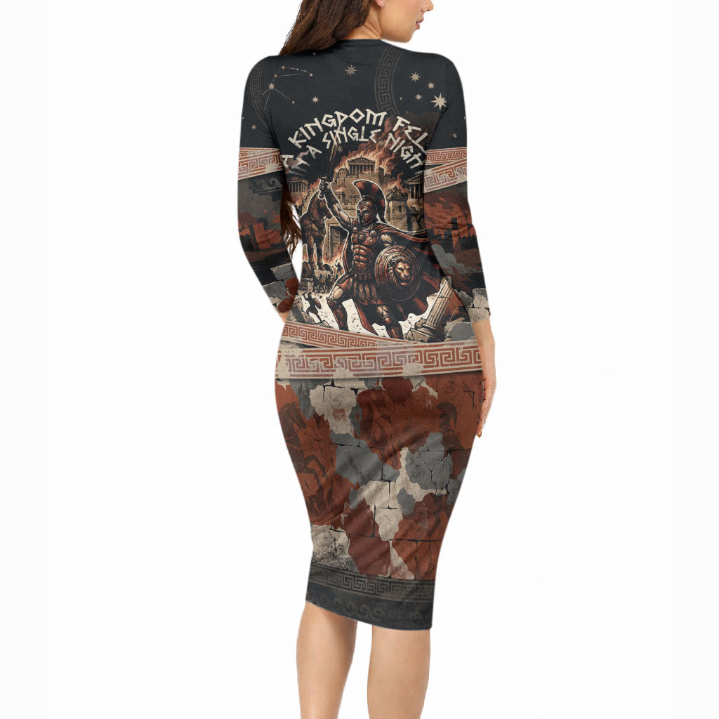 Trojan War Horse Entered Burned Long Sleeve Bodycon Dress Greek Wooden Trojan Horse Spartan Warrior