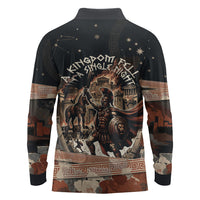 Trojan War Horse Entered Burned Long Sleeve Polo Shirt Greek Wooden Trojan Horse Spartan Warrior