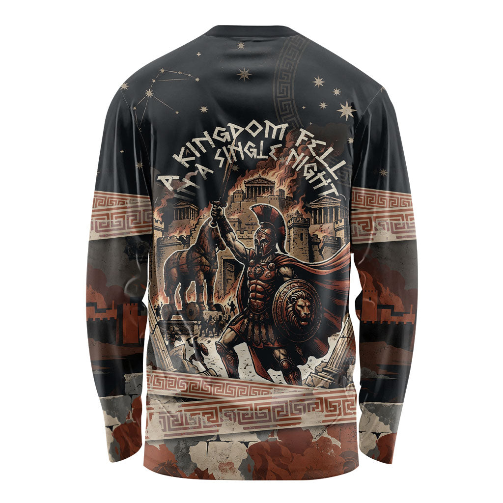 Trojan War Horse Entered Burned Long Sleeve Shirt Greek Wooden Trojan Horse Spartan Warrior