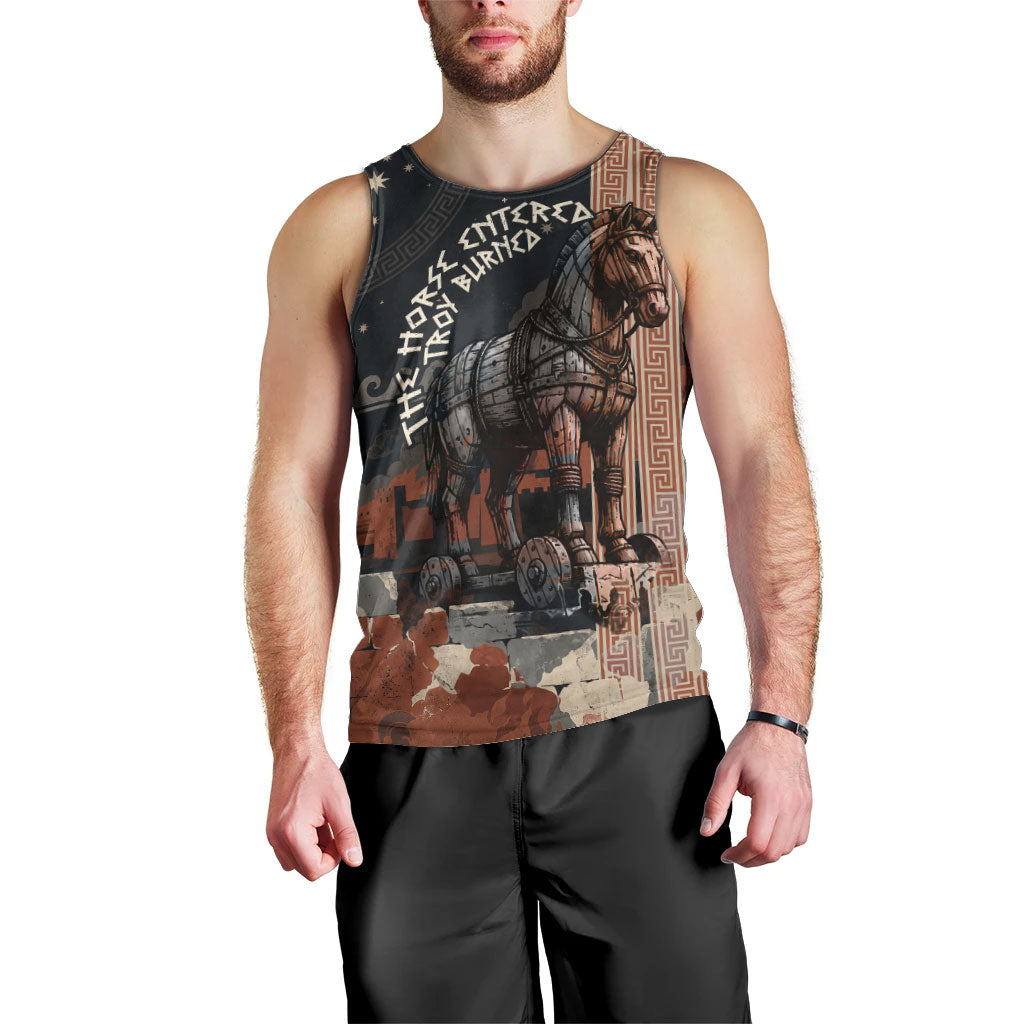 Trojan War Horse Entered Burned Men Tank Top Greek Wooden Trojan Horse Spartan Warrior