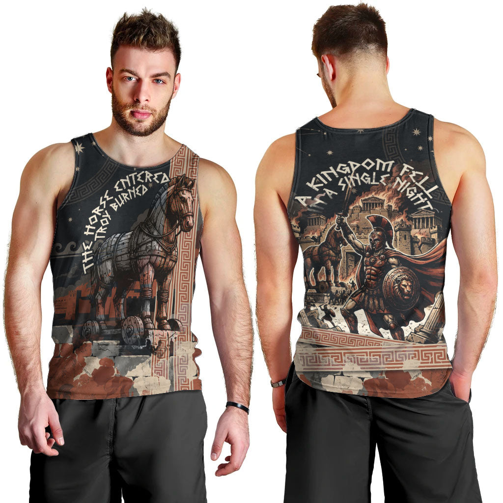 Trojan War Horse Entered Burned Men Tank Top Greek Wooden Trojan Horse Spartan Warrior
