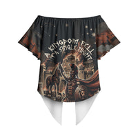 Trojan War Horse Entered Burned Off Shoulder Wrap Waist Top Greek Wooden Trojan Horse Spartan Warrior