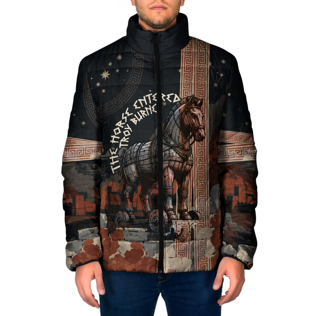 Trojan War Horse Entered Burned Padded Jacket Greek Wooden Trojan Horse Spartan Warrior