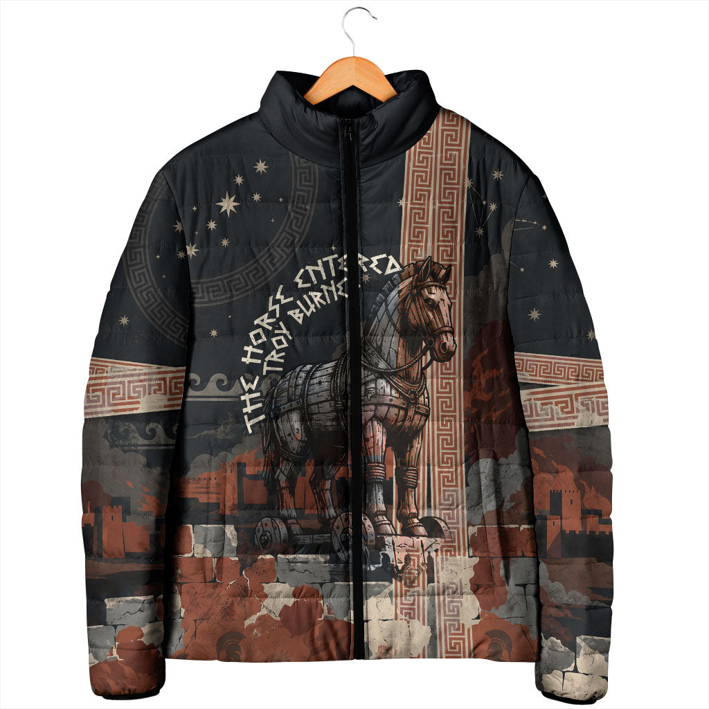 Trojan War Horse Entered Burned Padded Jacket Greek Wooden Trojan Horse Spartan Warrior