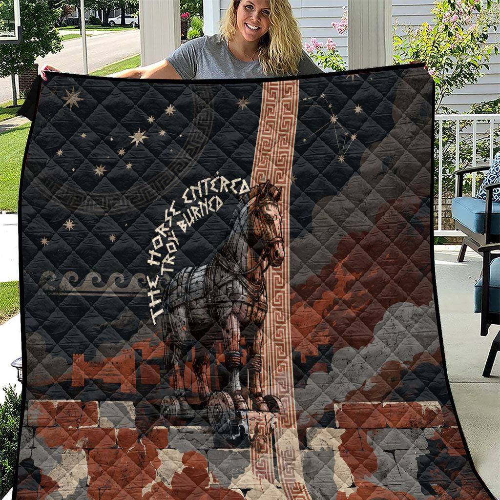 Trojan War Horse Entered Burned Quilt Greek Wooden Trojan Horse Spartan Warrior