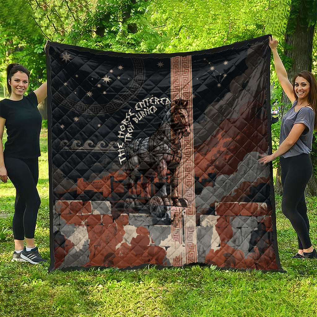 Trojan War Horse Entered Burned Quilt Greek Wooden Trojan Horse Spartan Warrior