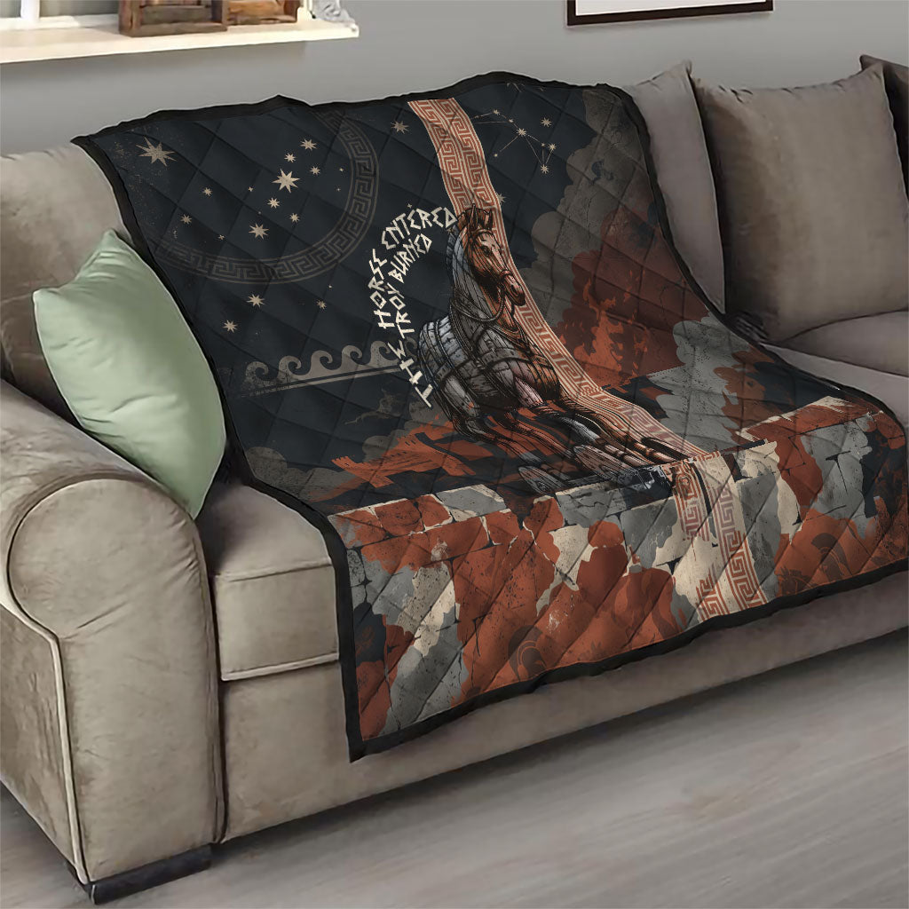 Trojan War Horse Entered Burned Quilt Greek Wooden Trojan Horse Spartan Warrior