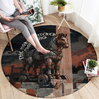 Trojan War Horse Entered Burned Round Carpet Greek Wooden Trojan Horse Spartan Warrior