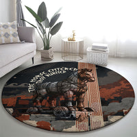 Trojan War Horse Entered Burned Round Carpet Greek Wooden Trojan Horse Spartan Warrior