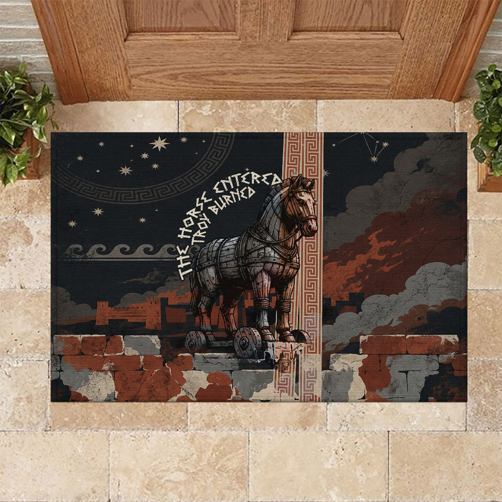 Trojan War Horse Entered Burned Rubber Doormat Greek Wooden Trojan Horse Spartan Warrior