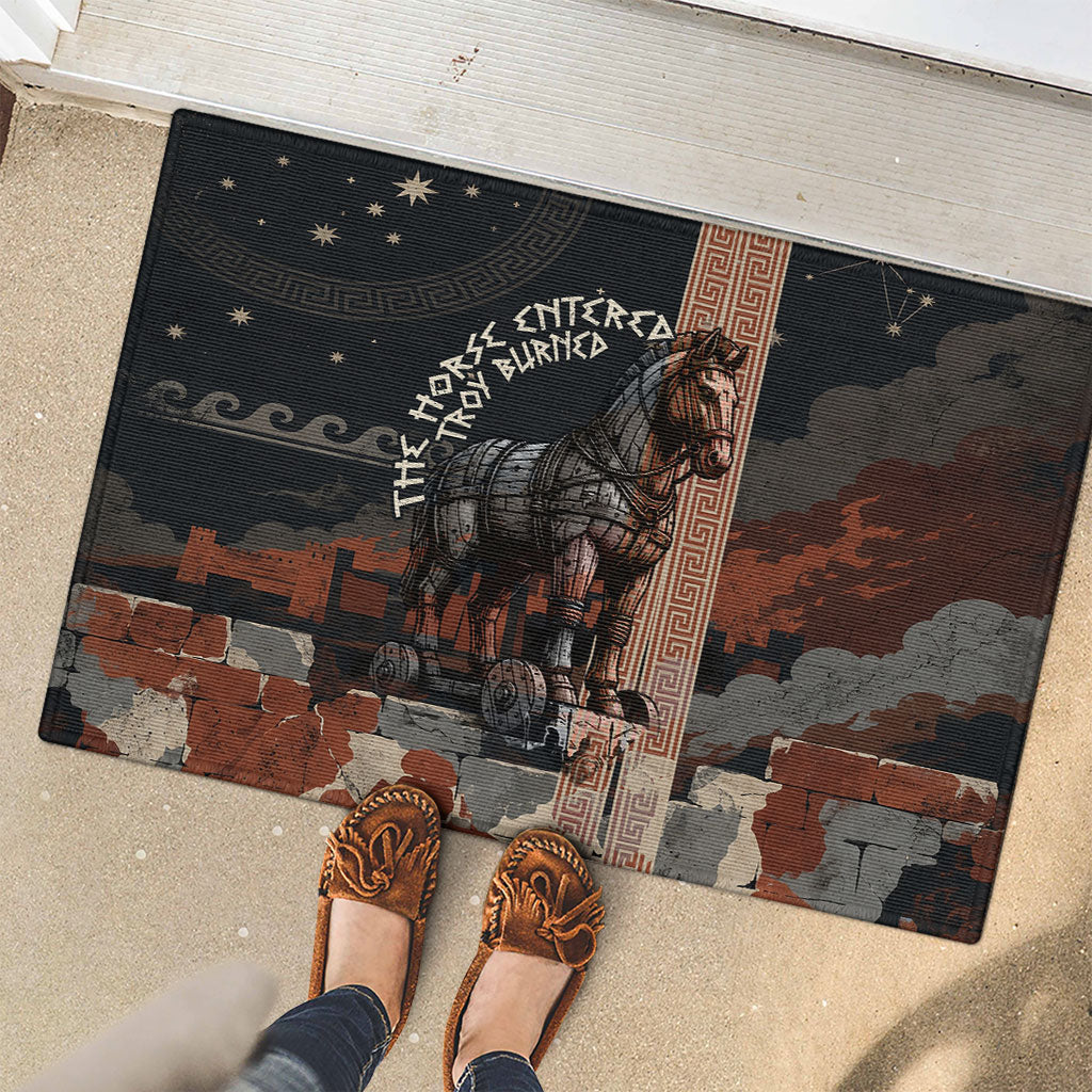 Trojan War Horse Entered Burned Rubber Doormat Greek Wooden Trojan Horse Spartan Warrior