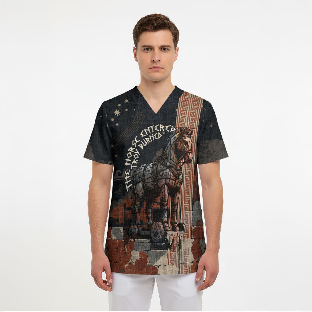 Trojan War Horse Entered Burned Scrub Top Greek Wooden Trojan Horse Spartan Warrior