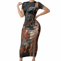 Trojan War Horse Entered Burned Short Sleeve Bodycon Dress Greek Wooden Trojan Horse Spartan Warrior