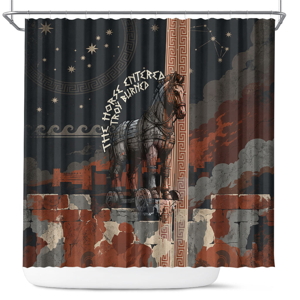 Trojan War Horse Entered Burned Shower Curtain Greek Wooden Trojan Horse Spartan Warrior