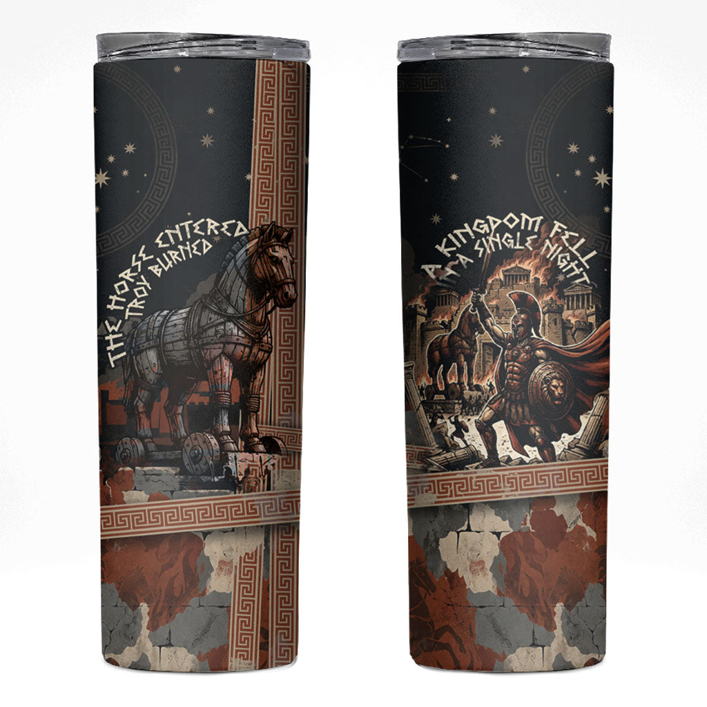 Trojan War Horse Entered Burned Skinny Tumbler Greek Wooden Trojan Horse Spartan Warrior