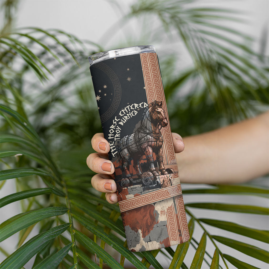 Trojan War Horse Entered Burned Skinny Tumbler Greek Wooden Trojan Horse Spartan Warrior