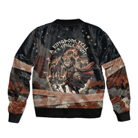 Trojan War Horse Entered Burned Sleeve Zip Bomber Jacket Greek Wooden Trojan Horse Spartan Warrior
