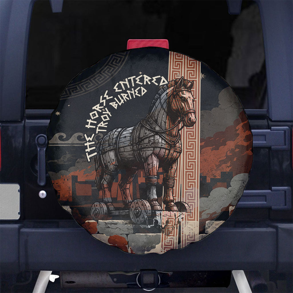Trojan War Horse Entered Burned Spare Tire Cover Greek Wooden Trojan Horse Spartan Warrior