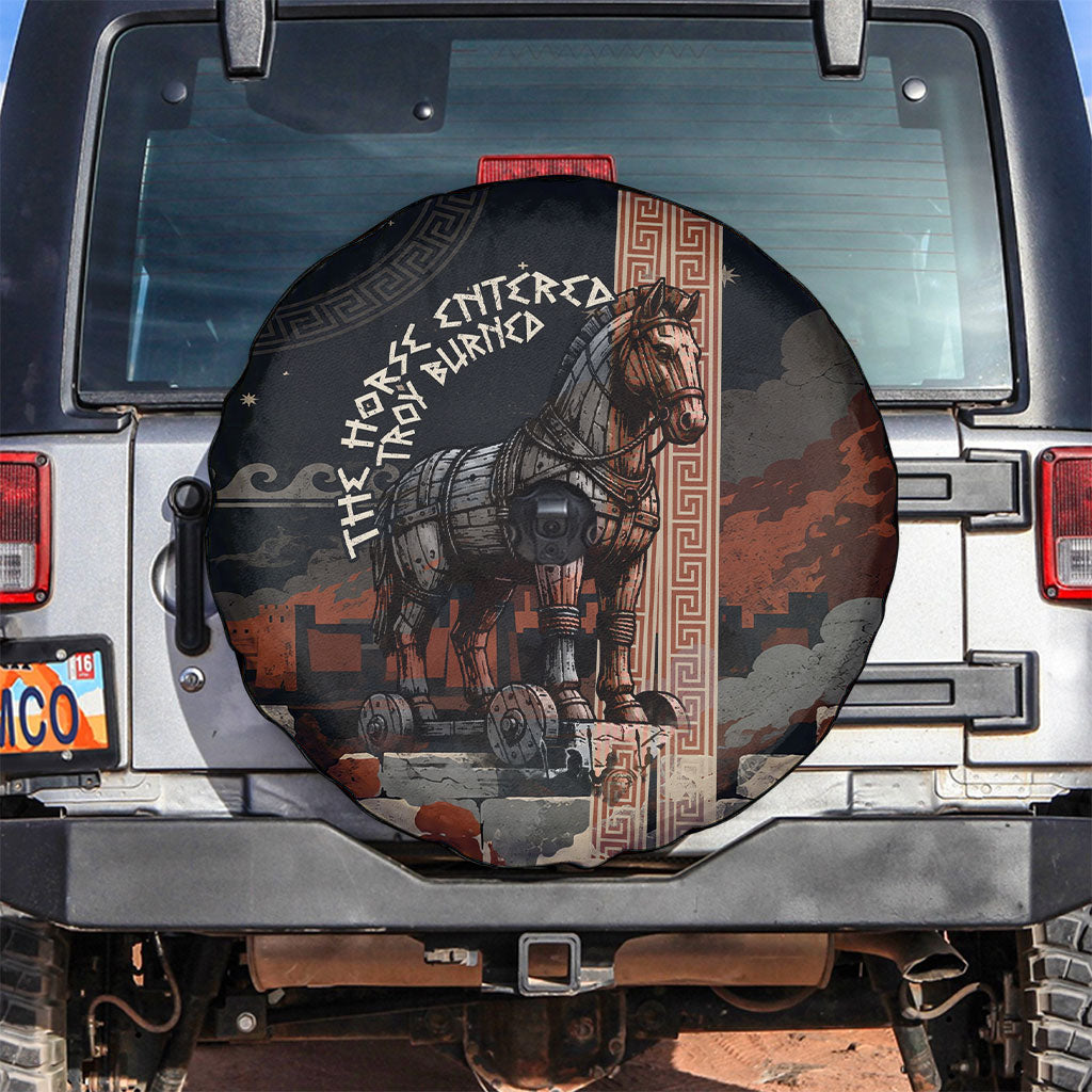Trojan War Horse Entered Burned Spare Tire Cover Greek Wooden Trojan Horse Spartan Warrior
