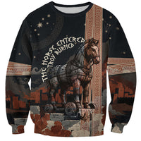 Trojan War Horse Entered Burned Sweatshirt Greek Wooden Trojan Horse Spartan Warrior