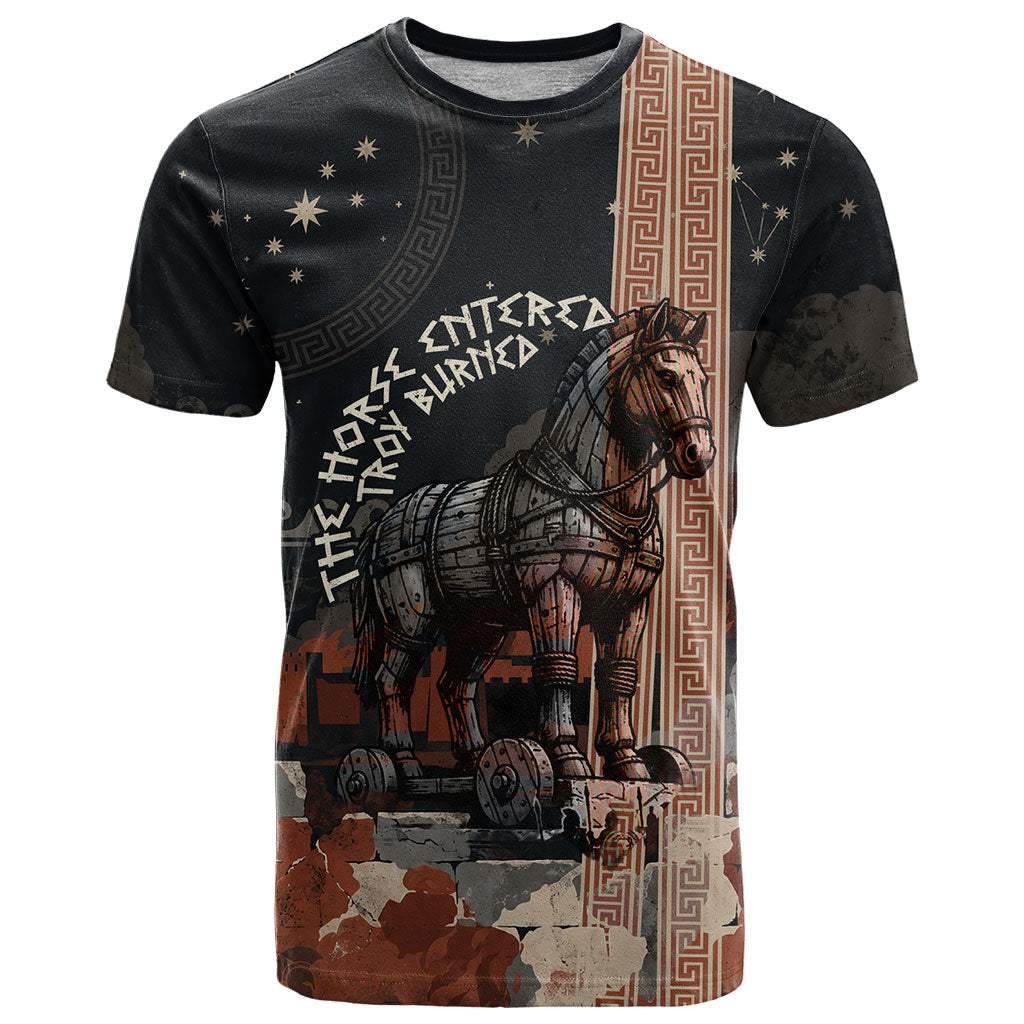 Trojan War Horse Entered Burned T Shirt Greek Wooden Trojan Horse Spartan Warrior