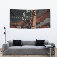 Trojan War Horse Entered Burned Tapestry Greek Wooden Trojan Horse Spartan Warrior