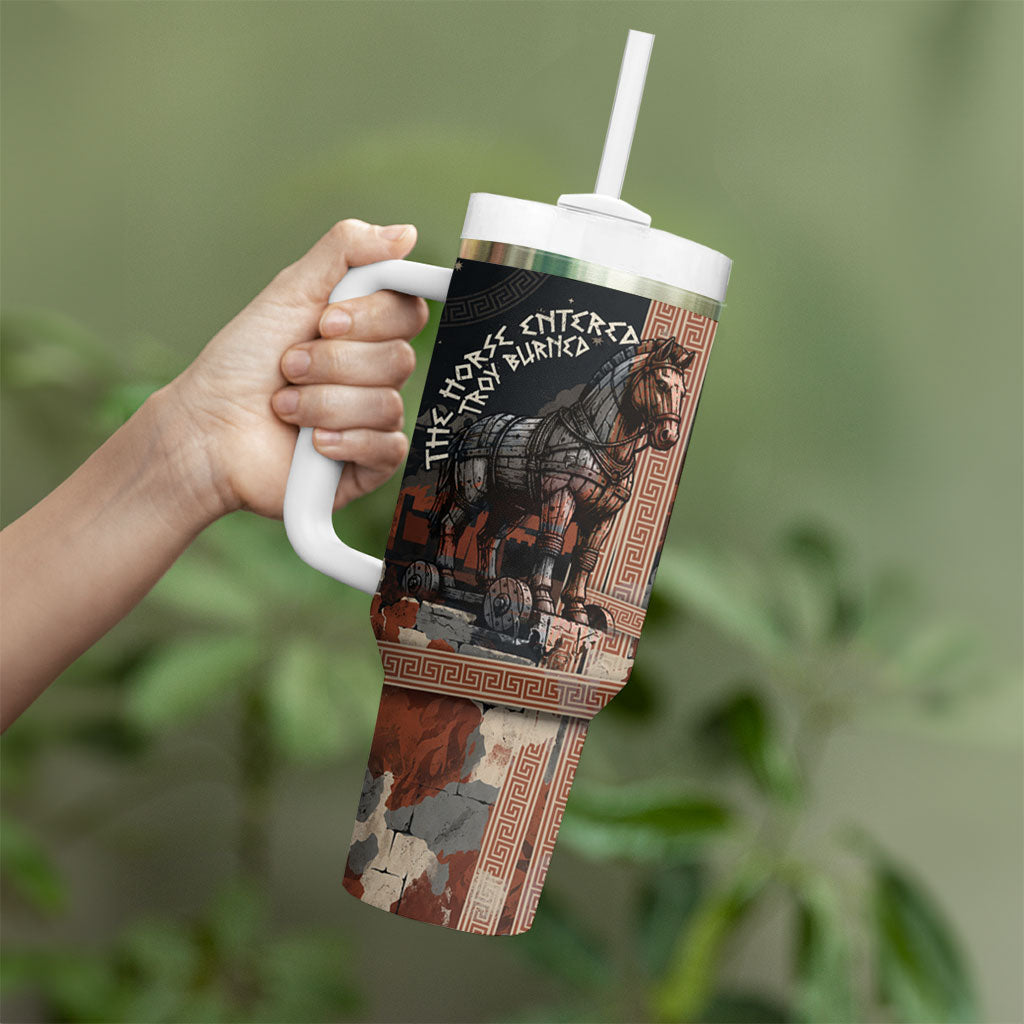 Trojan War Horse Entered Burned Tumbler With Handle Greek Wooden Trojan Horse Spartan Warrior