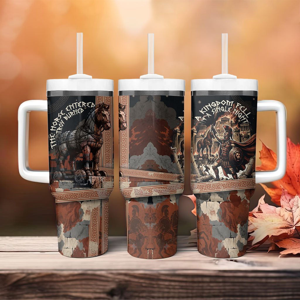 Trojan War Horse Entered Burned Tumbler With Handle Greek Wooden Trojan Horse Spartan Warrior
