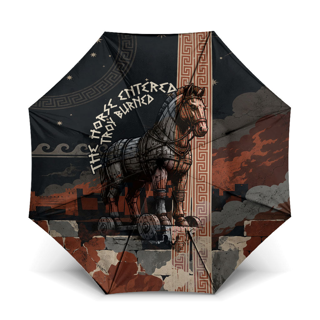 Trojan War Horse Entered Burned Umbrella Greek Wooden Trojan Horse Spartan Warrior