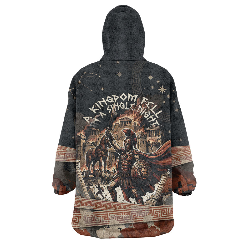 Trojan War Horse Entered Burned Wearable Blanket Hoodie Greek Wooden Trojan Horse Spartan Warrior